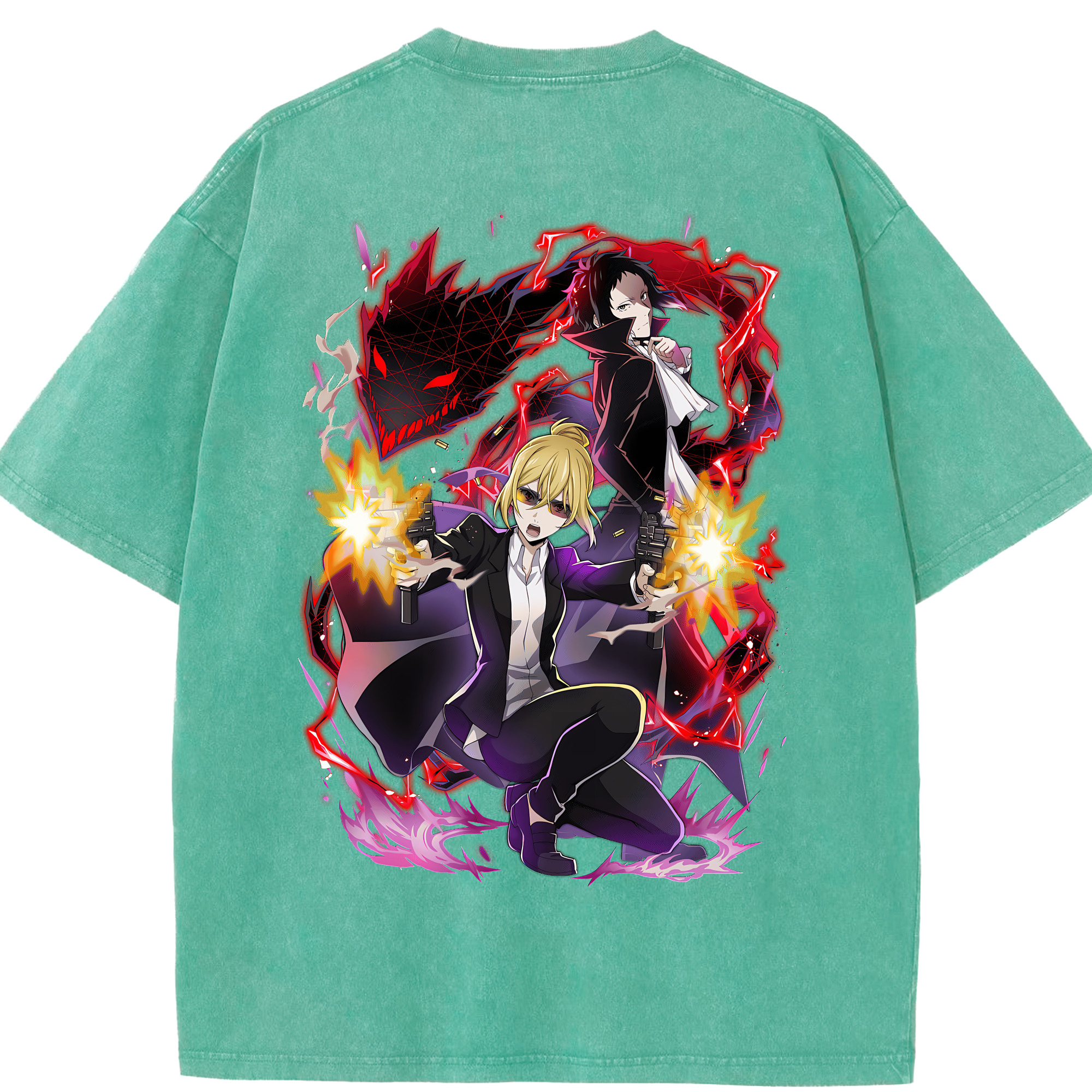 （画像用） 文豪ストレイドッグス Bungo Stray Dogs 綿100% ヴィンテージ風 半袖Tシャツ（背面プリント）